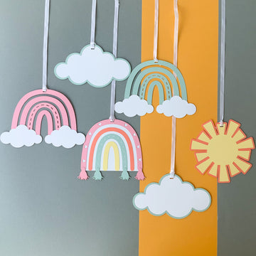 Pinfliers Boho Rainbow theme pastel birthday party decoration, Hanging, A set of 6